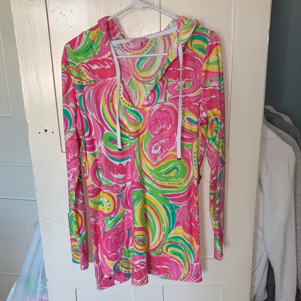 Lilly Pulitzer Pink and Green Swirl Swim Coverup